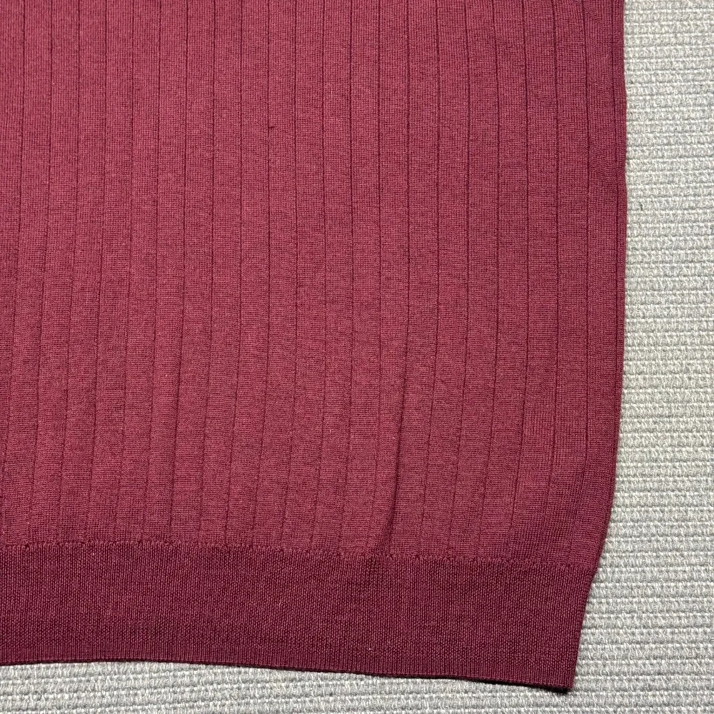 Brooks Brothers Mens Burgundy 100% Merino Wool Ribbed Quarter Zip Sweater Vest L